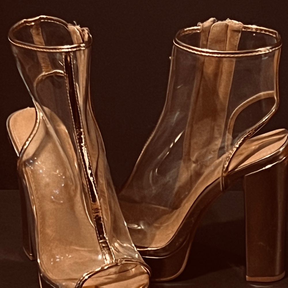 Charlotte Russe Gold and Transparent Heels